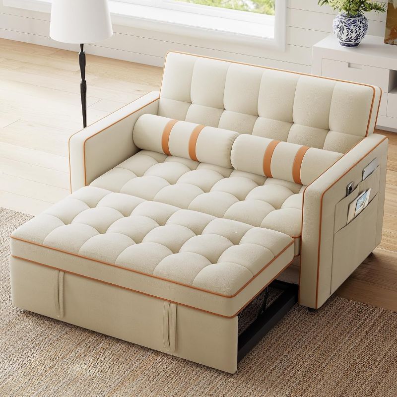 Photo 1 of ***PARTIAL SET (BOX 2) - PRICE ADJUSTED***
Marsail Sofa Bed, 3-in-1 Convertible Sleeper Sofa, Futon Couch with USB Charging, Side Pockets & Adjustable Backrest, Pull Out Couch for Living Room, Apartment, Loveseat, Velvet Fabric, Beige
