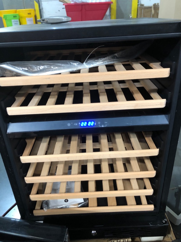 Photo 1 of ***DAMAGED - SEE NOTES/PICTURES***
46 Bottle Built-in Wine Cooler, Freestanding or Built-in Metal Design, Small Wine Fridge, Single Zone Dual Temperature 24 Inch Wine Fridge for Red, White and Champagne with Adjust Temperature, Black
