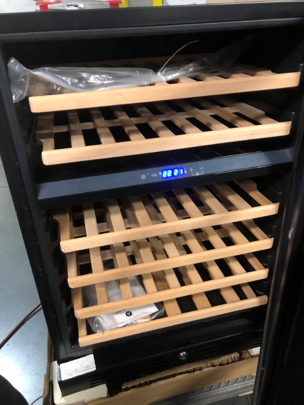 Photo 1 of ***DAMAGED - SEE NOTES/PICTURES***
46 Bottle Built-in Wine Cooler, Freestanding or Built-in Metal Design, Small Wine Fridge, Single Zone Dual Temperature 24 Inch Wine Fridge for Red, White and Champagne with Adjust Temperature, Black