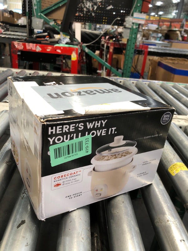Photo 1 of ***Missing lid*** AROMA® Mini Rice Cooker, 2-Cup (Uncooked) / 4-Cup (Cooked), Grain Cooker, Soup Maker, Oatmeal Cooker, Auto Keep Warm, 1 Qt, Milk Tea color