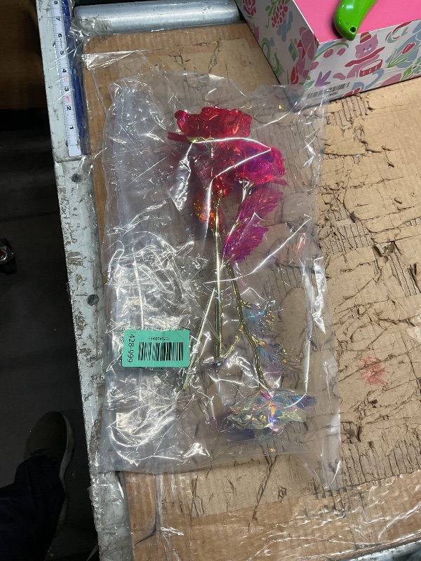 View 2 of ***MISSING PARTS - SEE NOTES/PHOTOS***Hedume Set of 4 Rose Flower Present Golden Foil with Luxury Gift Box, 24K Colorful Rose Artificial Flower Great Gift for Valentine's Day, Mother's Day, Thanksgiving Day, Birthday, Anniversary