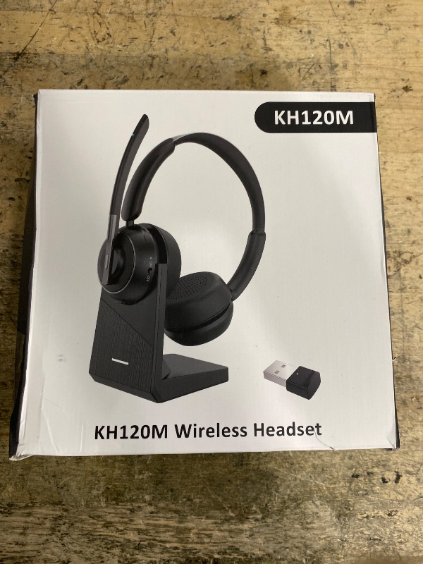 Photo 1 of (2025 Upgraded) Wireless Headset with Mic for Work, Bluetooth Headset with Noise Canceling Microphone with Dongle, Charging Base & Mic Mute, Wireless Headphones for Work from Home/PC/Computer