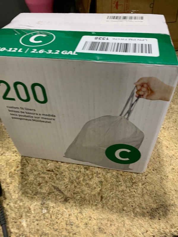 Photo 1 of 1.6 Gallon Code C 200 Count Heavy Duty Trash Bags Perfect Fit 10-12 Liter with Reinforced Drawstring Compatible with simpleman Code C White Garbage Liners Leak-Proof & Tear Resistant