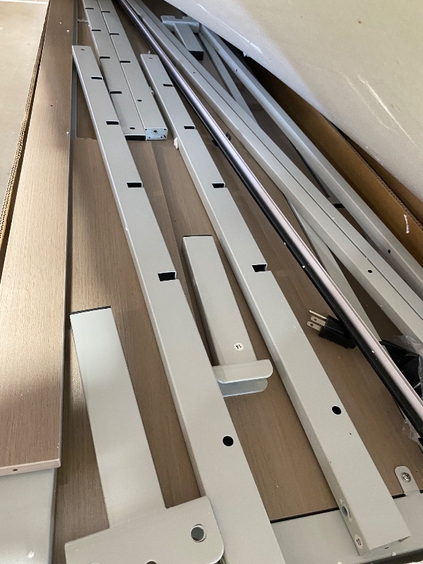 View 2 of **PARTS ONLY**YITAHOME Farmhouse King Size Bed Frame with Headboard, Bookcase Storage Shelves, Sliding Grid Barn Door, Charging Station, Rustic Wood Platform Bed, No Box Spring Needed, Oak