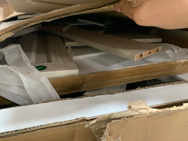 Photo 1 of ***PARTS ONLY ***** AMBERHAUS Farmhouse Makeup Vanity Desk with Mirror and Lights, 47'' Vanity Table with 8 Storage Drawers 1 Cabinet & 2 Organizer Trays, Large Dressing Table with Charging for Bedroom Rustic Black