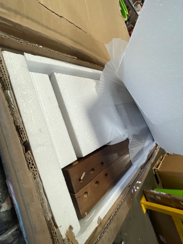 Photo 1 of ** Only box # 2 is included missing box #1 and # 3 ** Bellemave Full Corner Bed Frame with Desk and Storage Shelves, Captain beds with Bookcase and Trundle and 3 Drawers, Wood Full Size Daybed, Vintage Brown