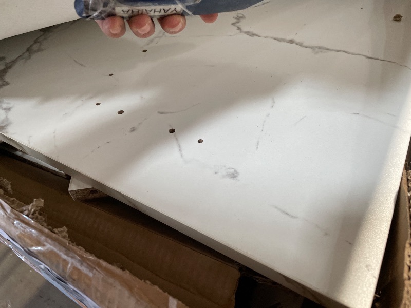 Photo 1 of **UNKNOWN IF MISSING PIECES**Ball & Cast Expandable Dining Table for 6-10,63-78.74" Kitchen Table W/Heavy Duty Pedestal Base,Rectangular Extendable Dining Room Table for Small Space,White Marble