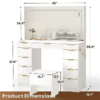 Photo 1 of **************INCOMPLETE ITEM, THIS IS ONLY 1 BOX OUT OF 2***************
PamaPic 15.7-in White Makeup Vanity