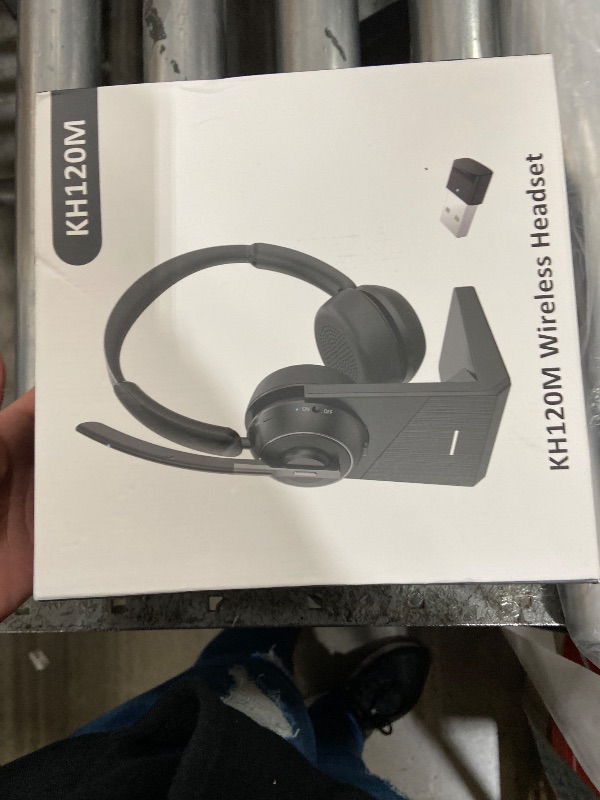 Photo 1 of (2025 Upgraded) Wireless Headset with Mic for Work, Bluetooth Headset with Noise Canceling Microphone with Dongle, Charging Base & Mic Mute, Wireless Headphones for Work from Home/PC/Computer