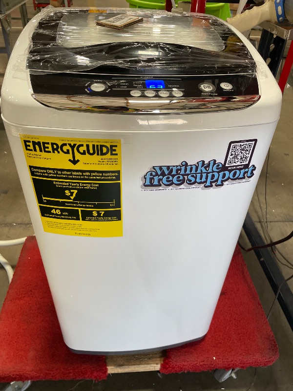 Photo 1 of (OUT OF BOX, MINOR LEAKING HOSE MINOR) FUNCTIONS* BLACK+DECKER 0.9 Cu. Ft. Portable Washer, 6.6 lb. Capacity Washing Machine for Homes & Apartments, 5 Wash Cycles, Quick Connect Sink Adapter and Drain Hose Included, LED Display, BPWM09W, White