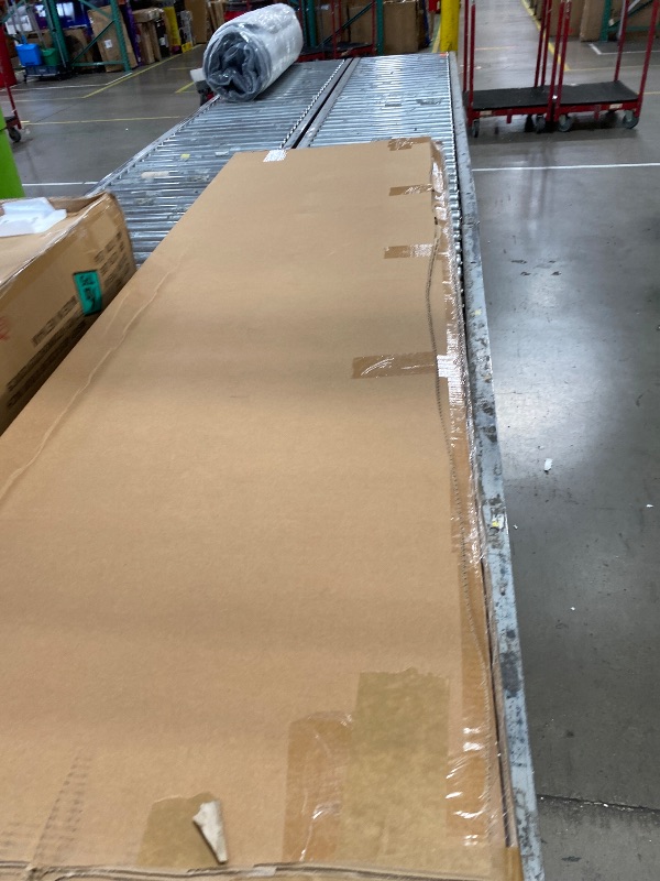 Photo 1 of **BOTTOM FABRIC IS RIPPED**Amazon Basics Faux Linen Upholstered Tufted Headboard with Adjustable Height, King, Gray