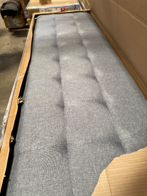 Photo 1 of **BOTTOM FABRIC IS RIPPED**Amazon Basics Faux Linen Upholstered Tufted Headboard with Adjustable Height, King, Gray