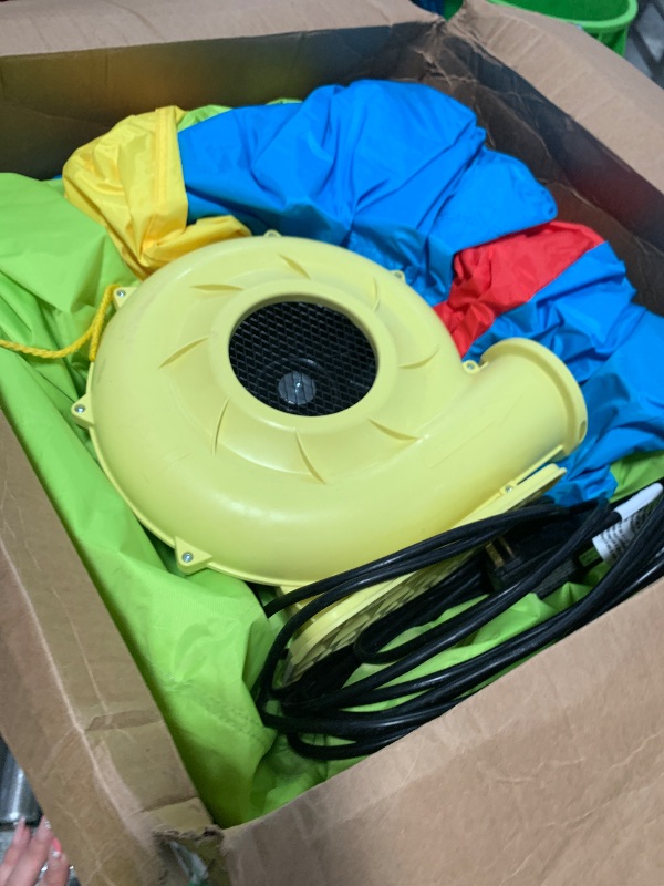 View 3 of *************It has a tear on the front red part, needs to be patched***********
Causeair Inflatable Water Slide with Bounce House,Dolphin Styling,Splashing Pool,Double Water Cannon,Climbing Wall,Heavy Duty GFCI Blower,Inflatable Water Park Slide for Kids