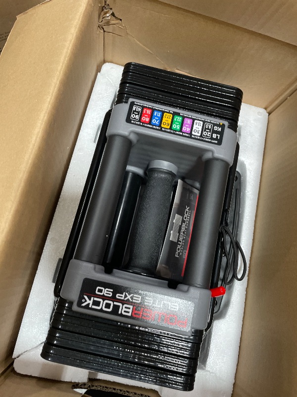 Photo 1 of 1 pc* PowerBlock Elite EXP Adjustable Dumbbells, Sold in Pairs, Stage 1, 5-50 lb. Dumbbells, Durable Steel Build, Innovative Workout Equipment, All-in-One Dumbbells, Expandable with Expansion Kits