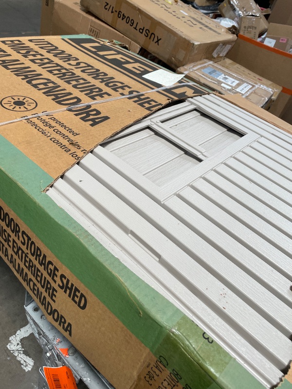 Photo 1 of 1 BOX ****Lifetime Outdoor Storage Shed, 8x15 Ft, Desert Sand, Resin Backyard Tool Shed with Lockable Doors and Weather-Resistant Panels