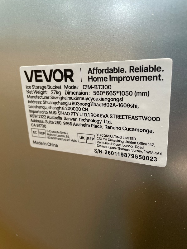 Photo 1 of "ONLY BOTTOM PART"VEVOR Commercial Ice Maker Machine, 400LBS/24H Ice-Making Machine with 300LBS Stainless Steel Storage Bin, Auto Self-Cleaning Ice Maker with Touchscreen for Bar Cafe Restaurant Business Commercial   "ONLY BOTTOM PART"