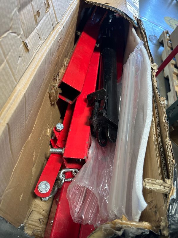 Photo 1 of *** PARTS ONLY *** GarveeTech 2-Ton Folding Engine Hoist Cherry Picker 4400 Lb Capacity Hydraulic Shop Crane with Telescoping Boom 6 Caster Wheels for Automotive Repair Garage Use Includes Hitch and Storage Stand Red