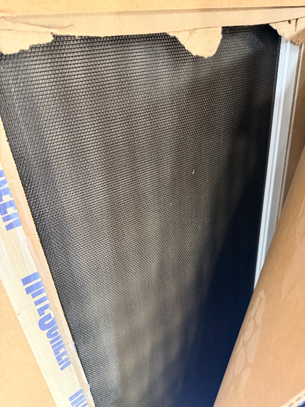 Photo 1 of (missing rollers) Petscreen® Dog & Cat Resistant Assembled Sliding Patio Door Screen - The Perfect Patio Screen Door for Families and Households with Pets! (White, 36")