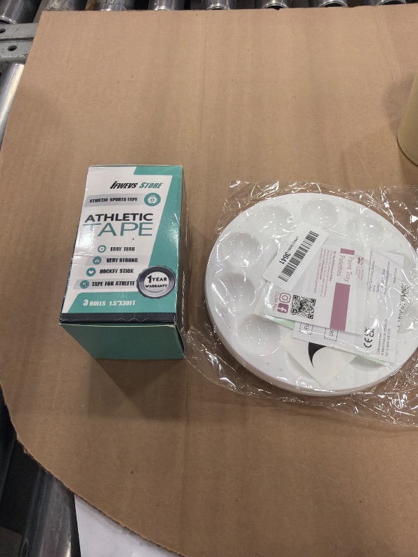 Photo 1 of (3 Pack) White Athletic Sports Tape, Very Strong Easy Tear No Sticky Residue Tape for Athlete & Sport Trainers & First Aid Injury Wrap,Suitable for Bats,Tennis,Gymnastics & Boxing?1.5in X 35ft?.  Paint tray