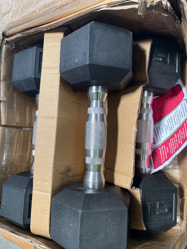 View 3 of **PARTIAL SET, ONLY 2 15 LBS AND 2 10 LBS**CAP 150 lb Rubber Coated Hex Dumbbell Set with Vertical Rack, Space-Saving A-Frame Storage for Home Gym Strength Training, Chrome Handle, Black Rack