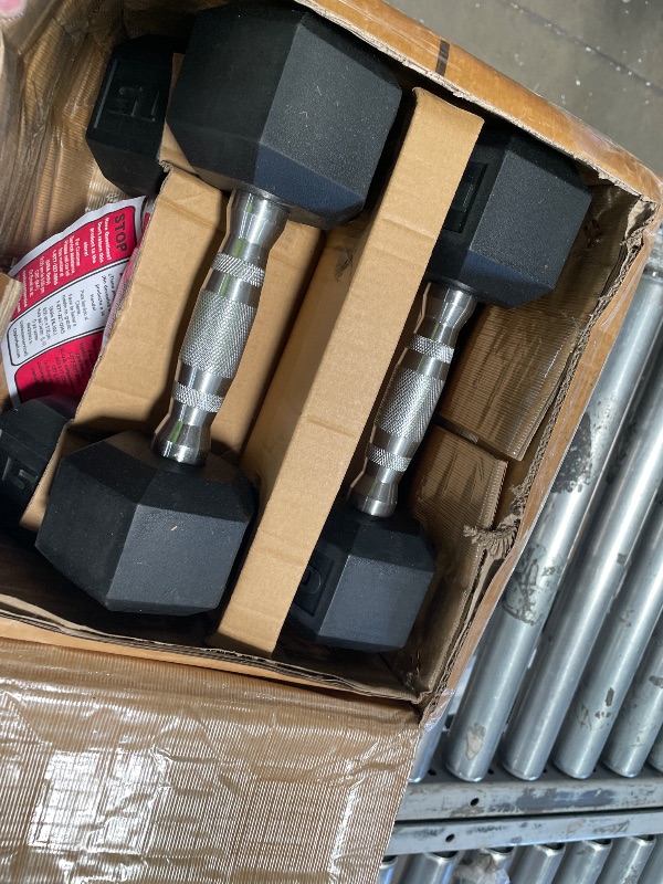 View 2 of **PARTIAL SET, ONLY 2 15 LBS AND 2 10 LBS**CAP 150 lb Rubber Coated Hex Dumbbell Set with Vertical Rack, Space-Saving A-Frame Storage for Home Gym Strength Training, Chrome Handle, Black Rack