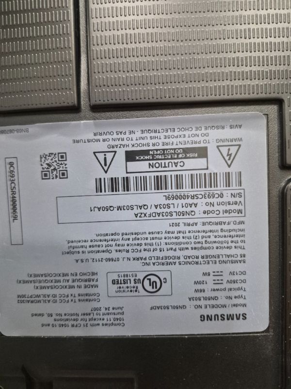 Photo 5 of ************MISSING POWER CORD AND POWER BOX*****************
Samsung 65-Inch Class The Frame LS03F 4K QLED Smart TV (2025 Model) Slim Fit Wall Mount, Modern Frame Design, NQ4 AI Gen2 Processor, Art Mode, Artful Picture Quality, Samsung Vision AI, Alexa B