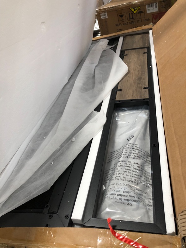 Photo 1 of *************INCOMPETE ITEM, THIS IS ONLY BOX #1 OUT OF 2 TOTAL**********************
DWVO Queen Size Bed Frame with RGB LED Lights & Storage Bookcase Headboard, Upholstered Bed with Charging Station and 4 Drawers, No Box Spring Needed, Easy Assembly, Noi