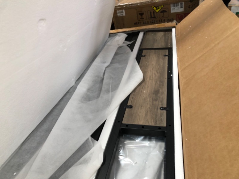 Photo 1 of *************INCOMPETE ITEM, THIS IS ONLY BOX #1 OUT OF 2 TOTAL**********************
DWVO Queen Size Bed Frame with RGB LED Lights & Storage Bookcase Headboard, Upholstered Bed with Charging Station and 4 Drawers, No Box Spring Needed, Easy Assembly, Noi