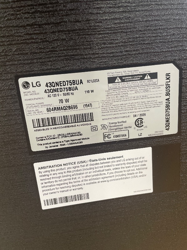 Photo 1 of ***DAMAGED** LG Amazon Exclusive 43-Inch Class QNED AI 4K QNED73 Series Mini LED Smart TV w/AI Sound Pro, HDR10, AI 4K Super Upscaling, Filmmaker Mode, Wow Orchestra, Compatible with Alexa (43QNED73BUA, 2026)