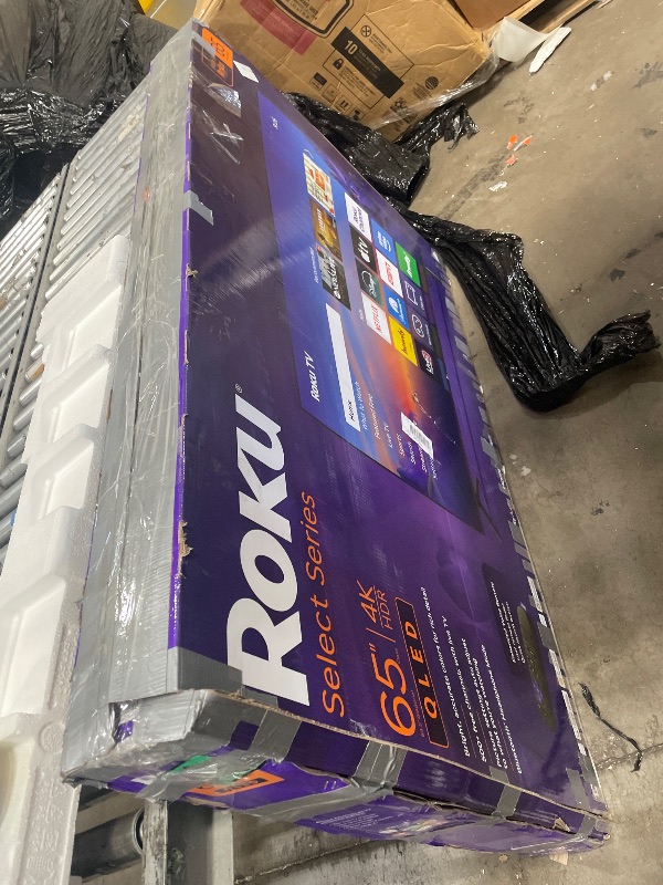 Photo 1 of ***DAMAGED***Roku Smart TV 2026 – 65-Inch Select Series, 4K QLED TV – Roku TV with Voice Remote – Flat Screen QLED Television with Wi-Fi for Streaming Live Local News, Sports, & Movies – Bluetooth Headphone Mode