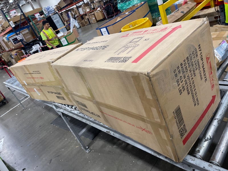 Photo 1 of **MISSING 2 BOXES, ONLY BOX 2** Merax 6-Piece Retro Dining Set 4 Upholstered Chairs and 1 Bench for Dining Room and Kitchen, Antique Gray