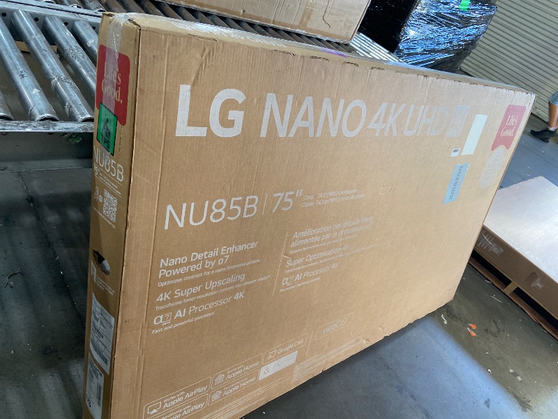 Photo 1 of ***DAMAGED** LG 75-Inch Class Nano AI 4K NU85 Series Smart TV w/AI Sound Pro, HDR10, AI 4K Super Upscaling, Filmmaker Mode, Wow Orchestra, Compatible with Alexa (75NU850BPUA, 2026)