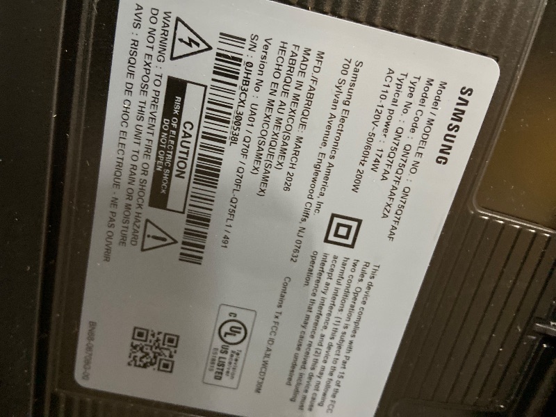 Photo 1 of **DAMAGED** Samsung 75-Inch Class QLED Q7F Series Samsung Vision AI Smart TV (2025 Model, 75Q7F) Quantum HDR, Object Tracking Sound Lite, Q4 AI Gen1 Processor, 4K upscaling, Gaming Hub, Alexa Built-in