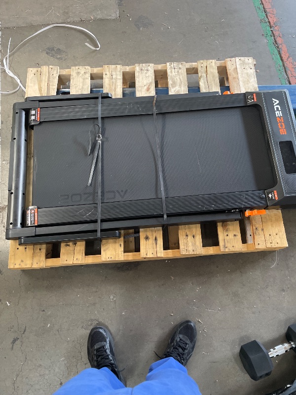 Photo 1 of **Missing power cord** Acezoe Foldable Treadmill with 10% Incline, 2.5HP Walking Pad with Handle Bar, 300 lb Capacity Treadmills, Under Desk Treadmill with App & Bluetooth Speaker, 0.6-10MPH, LED Display, P10Pro Black Gray