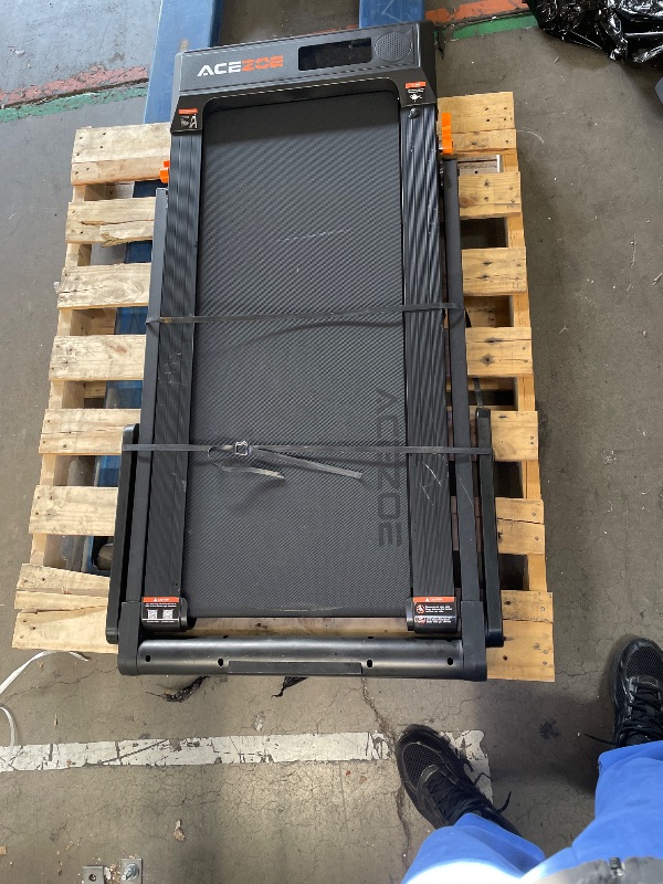 Photo 1 of **Missing power cord** Acezoe Foldable Treadmill with 10% Incline, 2.5HP Walking Pad with Handle Bar, 300 lb Capacity Treadmills, Under Desk Treadmill with App & Bluetooth Speaker, 0.6-10MPH, LED Display, P10Pro Black Gray