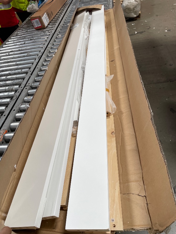 Photo 1 of ***MISSING PARTS = SEE NOTES***Merax King Size Wood Platform Bed, Mid Century Modern Bed Frame with Tall Headboard, Solid Wooden Slat Support, No Box Spring Needed, Easy Assembly, White