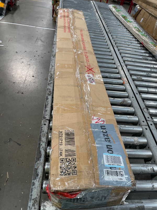 Photo 1 of ***MISSING PARTS = SEE NOTES***Merax King Size Wood Platform Bed, Mid Century Modern Bed Frame with Tall Headboard, Solid Wooden Slat Support, No Box Spring Needed, Easy Assembly, White