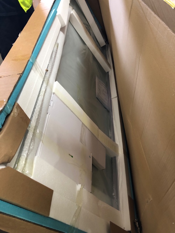 Photo 1 of (missing screws)Woodbridge 56-60" W x 80" H Frameless Single Sliding Shower Door with Tempered Glass & Explosion Proof Film in Polished Brass Finish