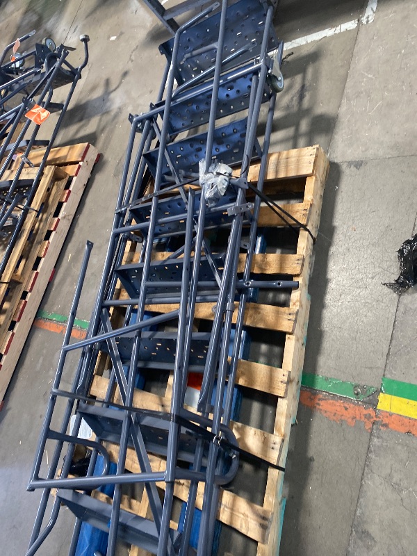 Photo 1 of *************FOR PARTS ONLY- MISSING PARTS***************
 Tri-Arc KDSR109246 9-Step Steel Rolling Industrial and Warehouse Ladder with Handrails and 24" Wide Perforated Tread