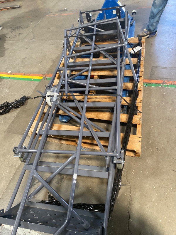 Photo 1 of *************FOR PARTS ONLY- MISSING PARTS***************
 Tri-Arc KDSR109246 9-Step Steel Rolling Industrial and Warehouse Ladder with Handrails and 24" Wide Perforated Tread