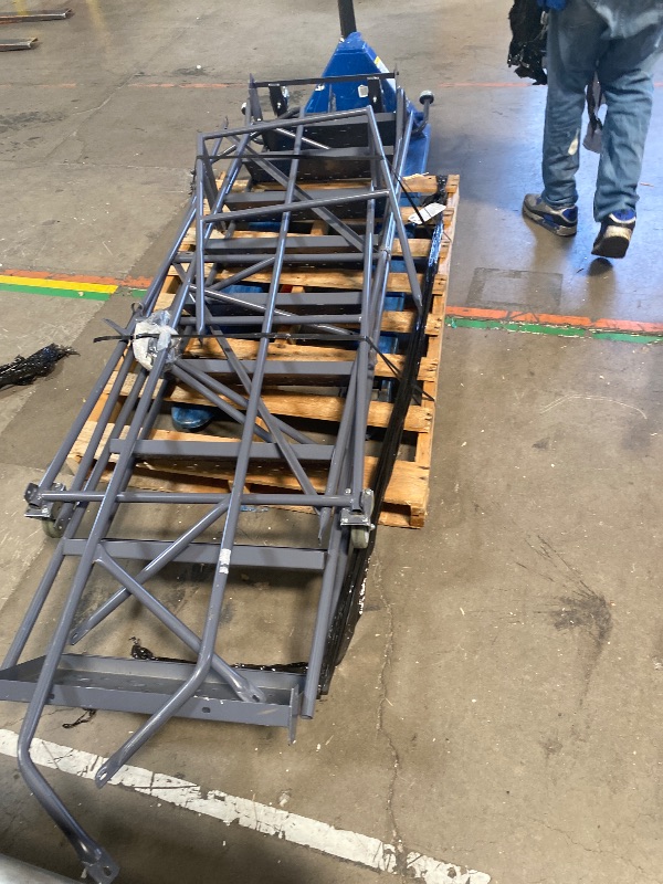 Photo 1 of *************FOR PARTS ONLY- MISSING PARTS***************
 Tri-Arc KDSR109246 9-Step Steel Rolling Industrial and Warehouse Ladder with Handrails and 24" Wide Perforated Tread