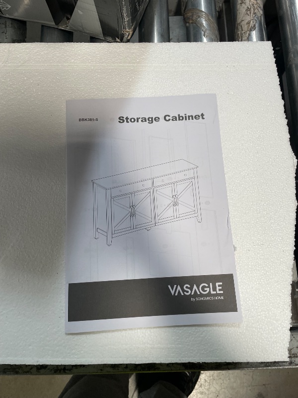 Photo 1 of (broken pieces, for parts) VASAGLE LIRY Collection - Buffet Cabinet, Coffee Bar Cabinet with 2 Drawers, Adjustable Shelves, Sideboard Storage with Cable Holes, Drawer Dividers, Taupe Brown UBBK381TA01S