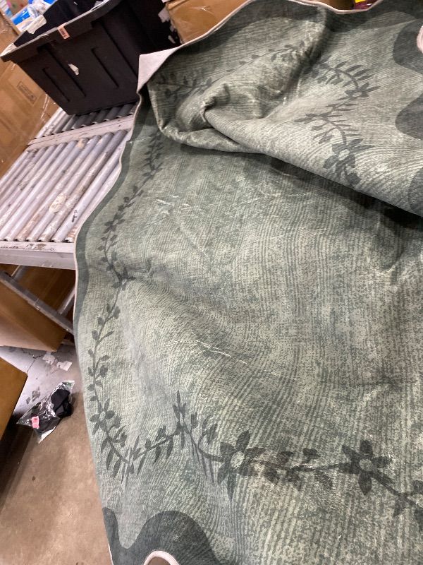 Photo 1 of **SEE NOTES**GarveeHome Scalloped Sage Green 8x10 Rug for Living Room Washable Non-Slip Solid Modern Minimalism Low-Pile Carpet 10X14 Rug for Bedroom Dining Nursery Mat with Rubber Back
