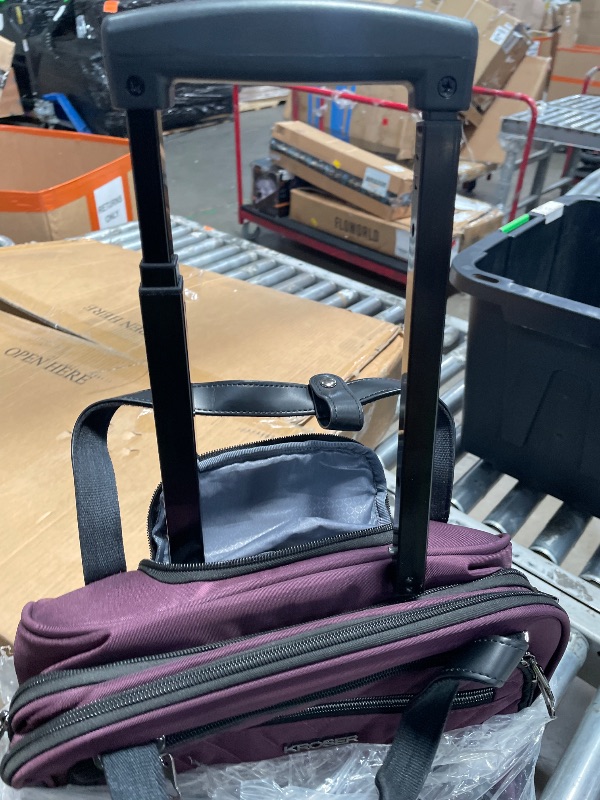Photo 1 of **Handle Broken** KROSER Carry On Underseat Multi-functional, 16-inch Underseater Lightweight Overnight Suitcase for Women, Burgundy