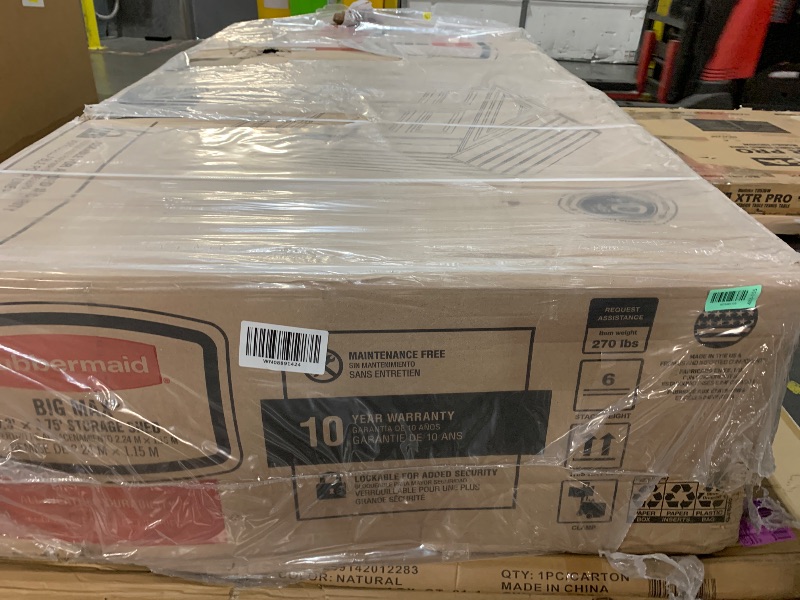 Photo 1 of ***FACTORY SEALED-OPENED FOR INSPECTION ONLY*** Rubbermaid Resin Outdoor Storage Shed With Floor (7 x 3.5 Ft.) Weather Resistant Brown/Grey Organization for Home/Lawn Mower/Backyard Equipment/Bike Storage/Pool Supplies