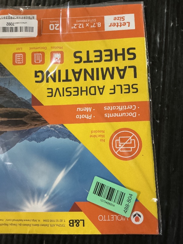 Photo 1 of [VIOLETTO] 20 Sheets - Self Adhesive Laminating Sheets for Ultimate Protection. No Machines Needed, 4 Mil Thickness, 8.5 x 11 Inches. Effortless, Durable & Perfect for Documents & Photos.