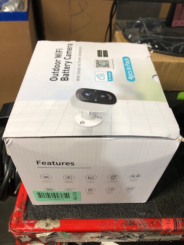 Photo 1 of ***PARTIAL SET - MISSING TWO CAMERAS*** GMK Security Cameras Wireless Outdoor 4 Pack, 2K Battery Powered Cameras for Home Security, Color Night Vision, Motion Detection, 2-Way Talk, IP65 Waterproof, Remote Access, Cloud/SD Storage