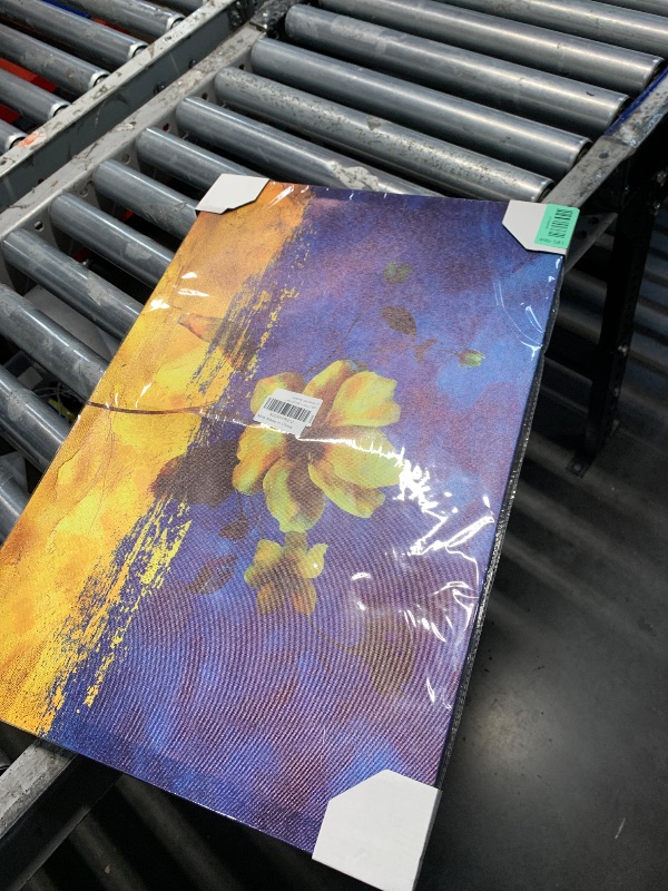 Photo 1 of ***FACTORY SEALED***Canvas Printed Wall Art,Spring Blossom Flower Blue Yellow Oil Painting Prints Framed Picture,Oil Painting Floral Art Painted Artwork for Home Bedroom Living Room Decor
