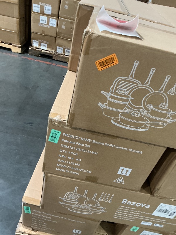 Photo 1 of ***FACTORY SEALED - OPENED FOR INSPECTION***24Pcs Pots and Pans Set Non Stick,Ceramic Cookware Set with Titanium-Reinforced Nonstick Coating,Long-Lasting,PFAS-Free,Induction Compatible,Full Kitchen Set with 3 Stock Pots for Family Cooking