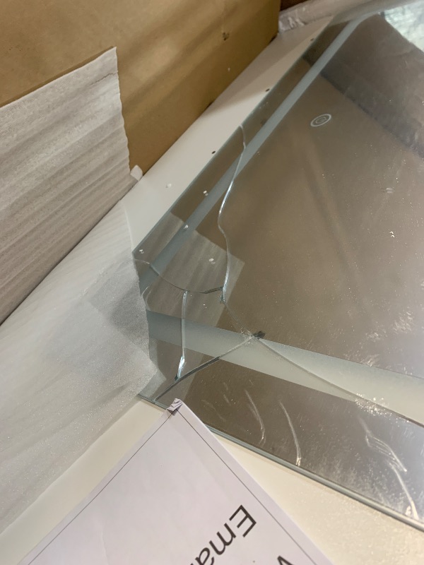 Photo 1 of ***DAMAGED - SEE NOTES/PICTURES*** LIVELYGLOW Makeup Vanity Desk with Smart LED Mirror & Charging Station, 35.4" White Vanity Table Set with Cushioned Stool, 4 Drawers & Hairdryer Rack, Modern Bedroom Dressing Table-White